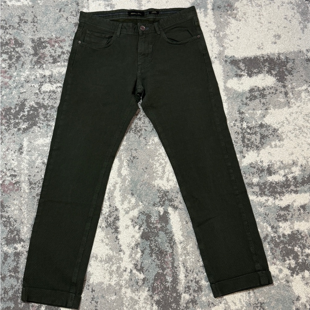 Massimo Dutti Men's Forest Green Slim Jeans